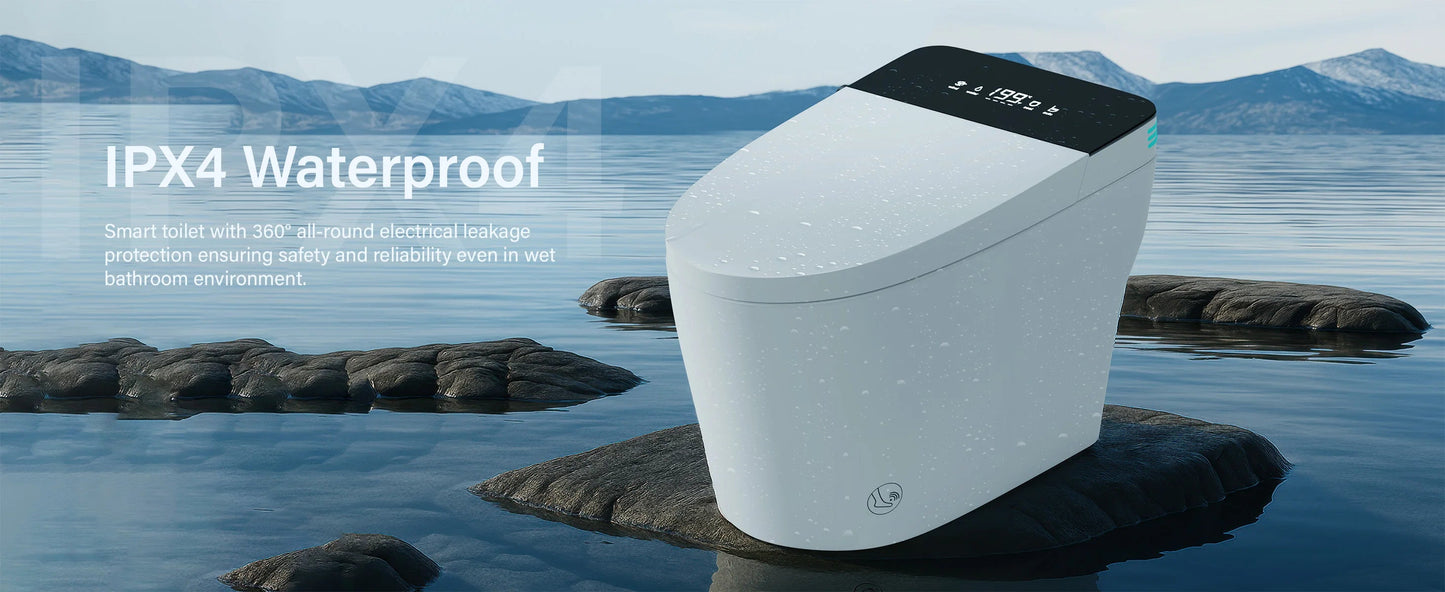 Smart Toilet with Bidet, Heated Seat, Warm Air Dryer, Auto Flush, Remote Control, LED Display, Luxury One-Piece Elongated Toilet DealNede