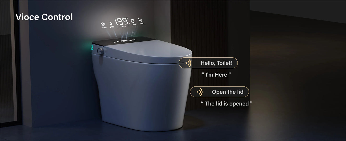 Smart Toilet with Bidet, Heated Seat, Warm Air Dryer, Auto Flush, Remote Control, LED Display, Luxury One-Piece Elongated Toilet DealNede