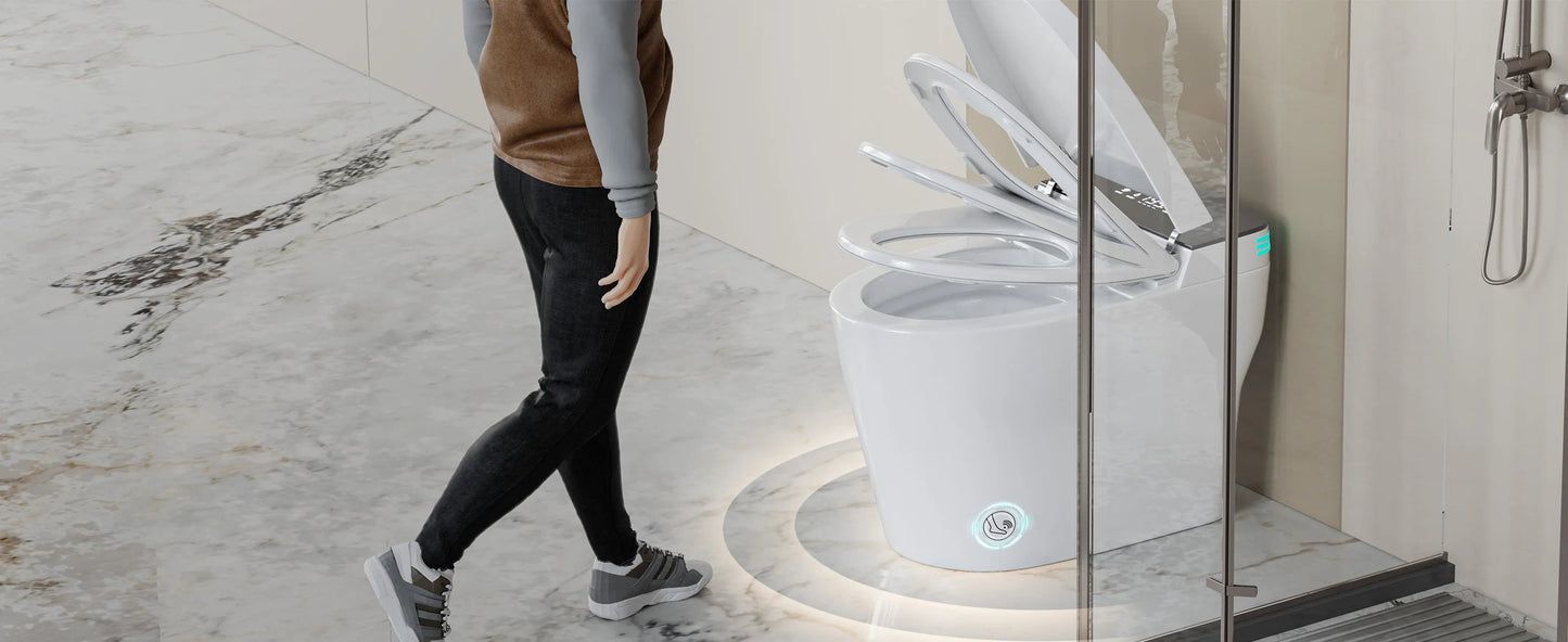 Smart Toilet with Bidet, Heated Seat, Warm Air Dryer, Auto Flush, Remote Control, LED Display, Luxury One-Piece Elongated Toilet DealNede
