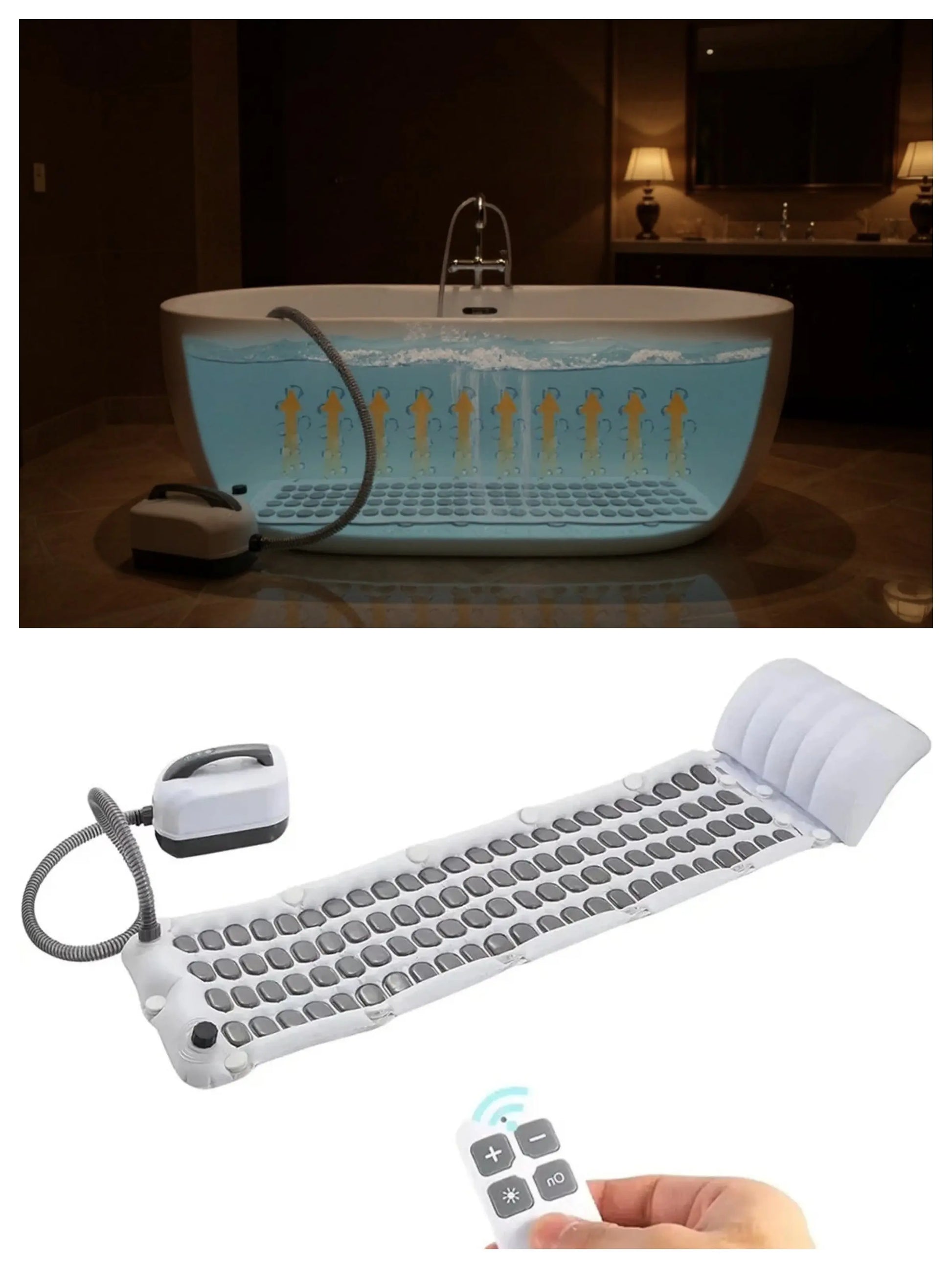 🛁 Home‑Spa Bubble Bath Mat – Electric, Non‑Slip Massage Mat with Remote Control & Pillow DealNede