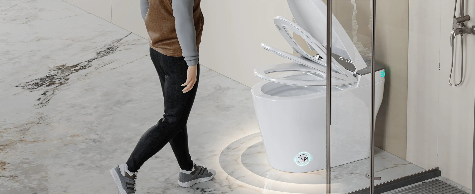 Smart Toilet with Bidet, Heated Seat, Warm Air Dryer, Auto Flush, Remote Control, LED Display, Luxury One-Piece Elongated Toilet DealNede