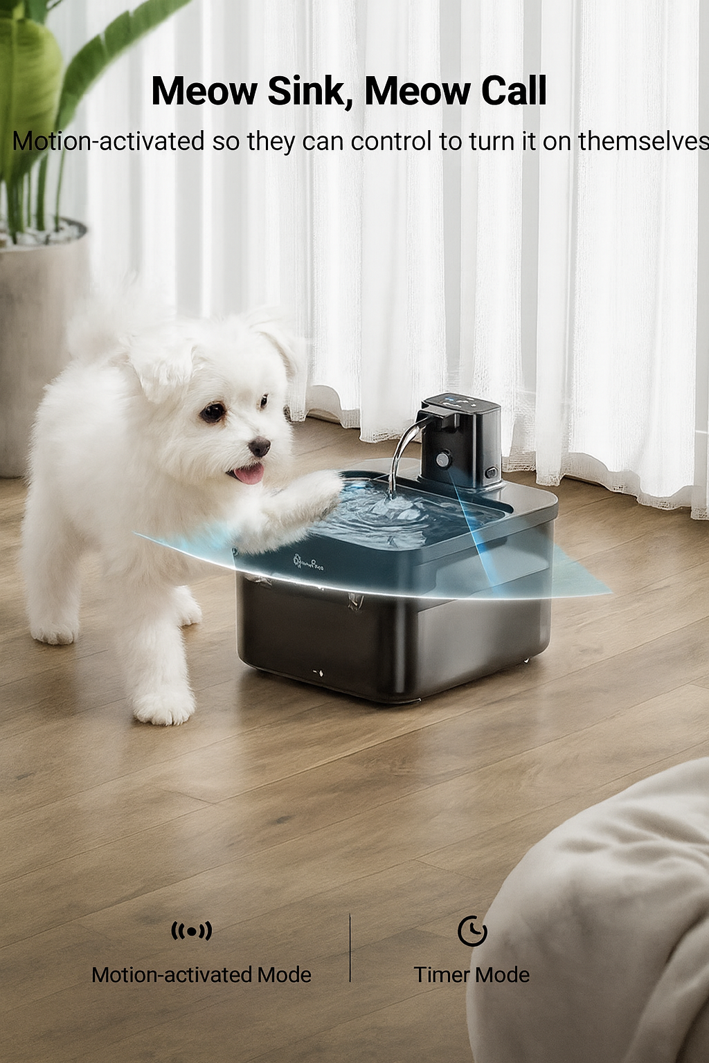 DownyPaws 2.5L Stainless Steel Cat Water Fountain – Wireless Automatic Pet Drinking Dispenser with 4000mAh Battery & Motion Sensor DealNede