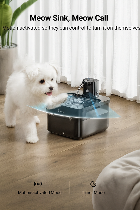 DownyPaws 2.5L Stainless Steel Cat Water Fountain – Wireless Automatic Pet Drinking Dispenser with 4000mAh Battery & Motion Sensor DealNede
