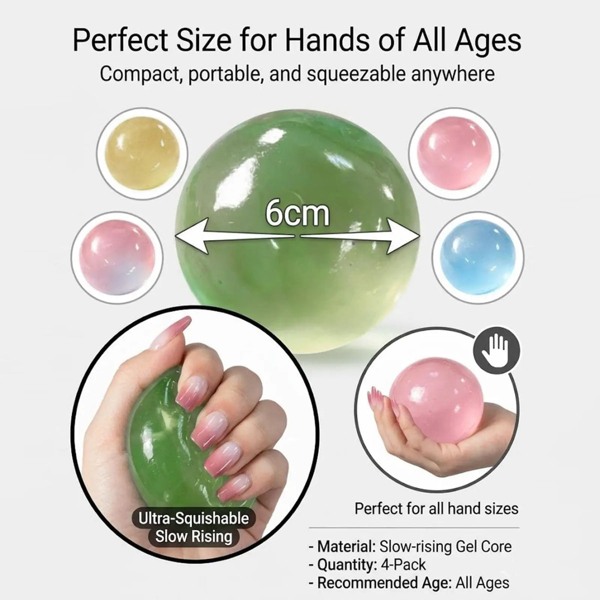 Handmade Coconut Oil Squish Ball Slow Rising Fidget Stress Ball Clear Jelly Sensory Ball Soft Stress Relief Toy For Adults