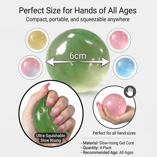 Handmade Coconut Oil Squish Ball Slow Rising Fidget Stress Ball Clear Jelly Sensory Ball Soft Stress Relief Toy For Adults