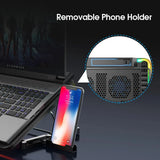 Coolcold 15.6-17.3inch Laptop Cooling Pad with 6 Quiet Fans,7 Height Wind Speed Adjustable,Laptop Cooer With Mobile Phone holder DealNede™