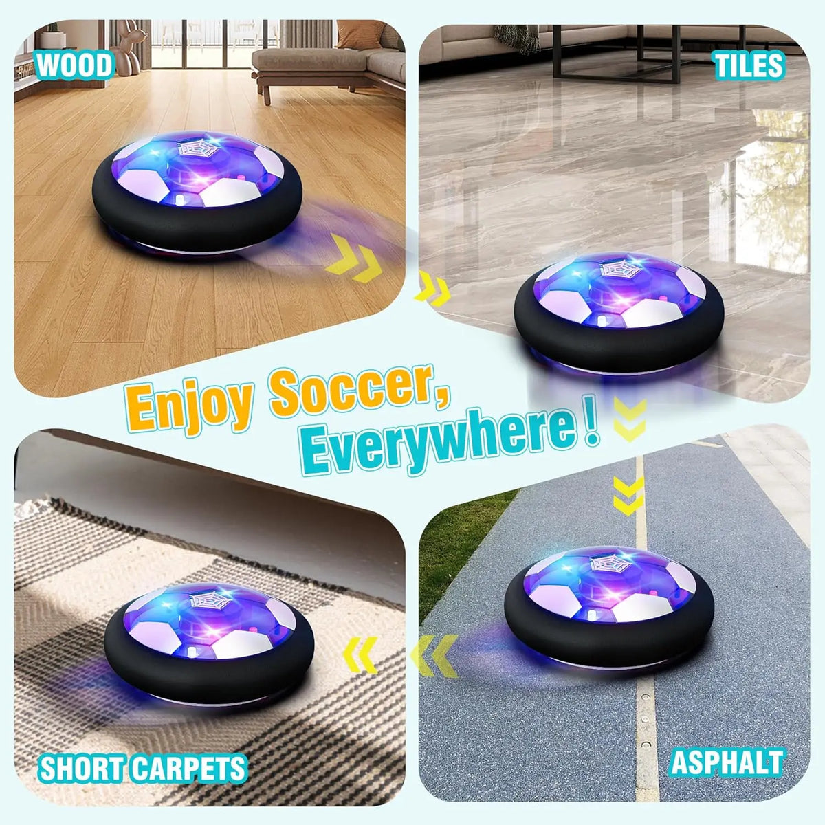 Hover Soccer Ball Kids Toy With Protective Foam Bumper And Colorful LED Lights ForBoys And Girls  (Battery supply)