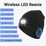 Night Run Marathon Night Fishing Bluetooth LED Light Warm Cap USB Rechargeable Music Knitted Cap 3 Gear Light Adjustment Cap DealNede™