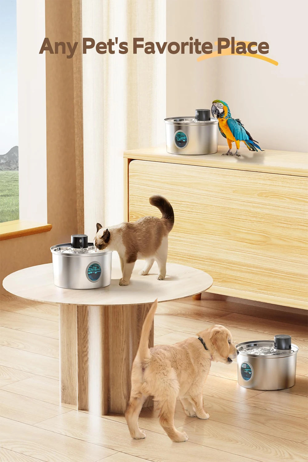 3.2L Stainless Steel Cat Water Fountain – Automatic Pet Drinking Bowl with USB Rechargeable Pump & Smart Sensor DealNede
