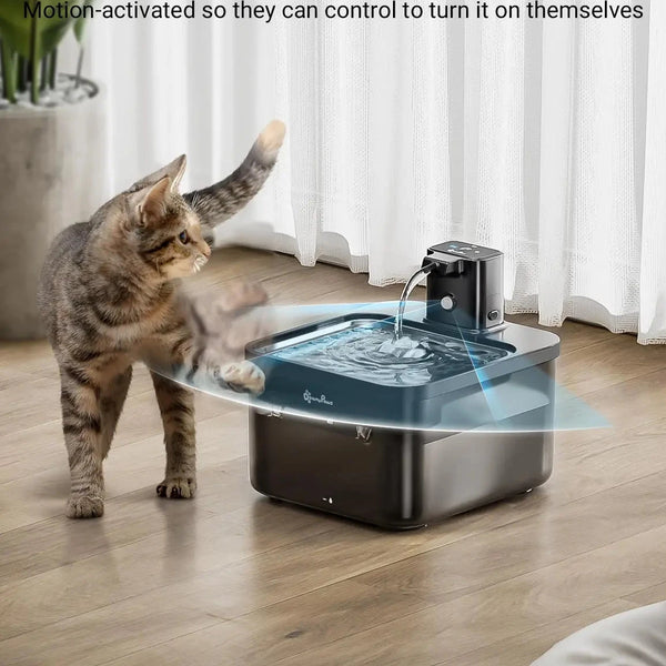 Stainless Steel Cat Water Fountain DownyPaws 2.5L Smart Pet Dispenser DealNede