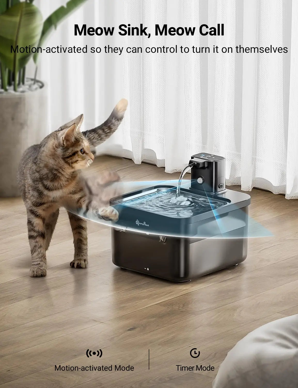 DownyPaws 2.5L Stainless Steel Cat Water Fountain – Wireless Automatic Pet Drinking Dispenser with 4000mAh Battery & Motion Sensor DealNede