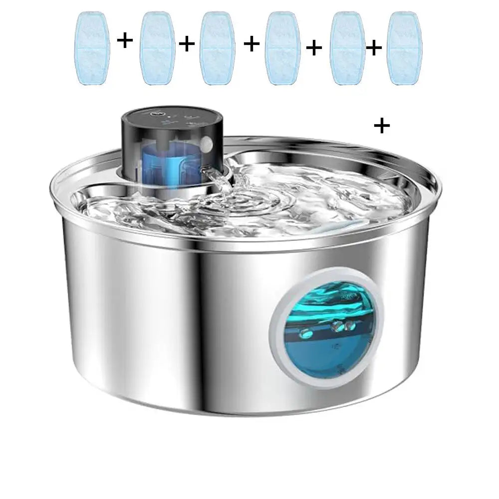 3.2L Stainless Steel Cat Water Fountain – Automatic Pet Drinking Bowl with USB Rechargeable Pump & Smart Sensor DealNede