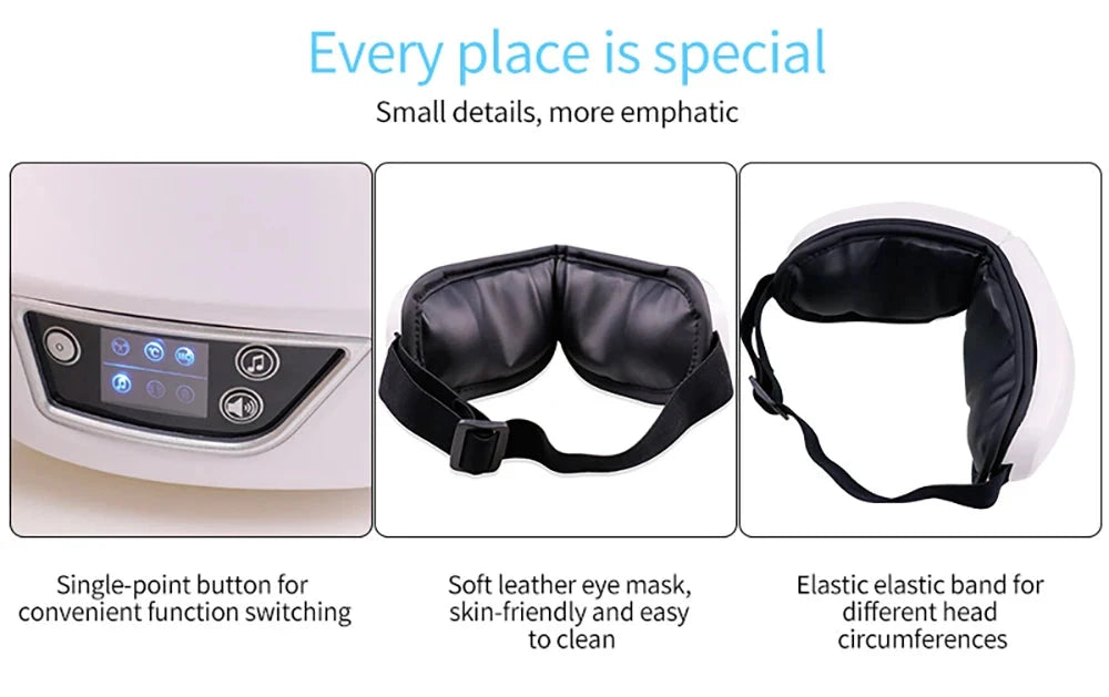 Smart Portable Vibration Eye Massager Airbag Compress Eye Care Tool Bluetooth Music Eye Massage Eye Relax Fatigue Sleepping Mask DealNede™