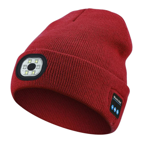 Night Run Marathon Night Fishing Bluetooth LED Light Warm Cap USB Rechargeable Music Knitted Cap 3 Gear Light Adjustment Cap DealNede™