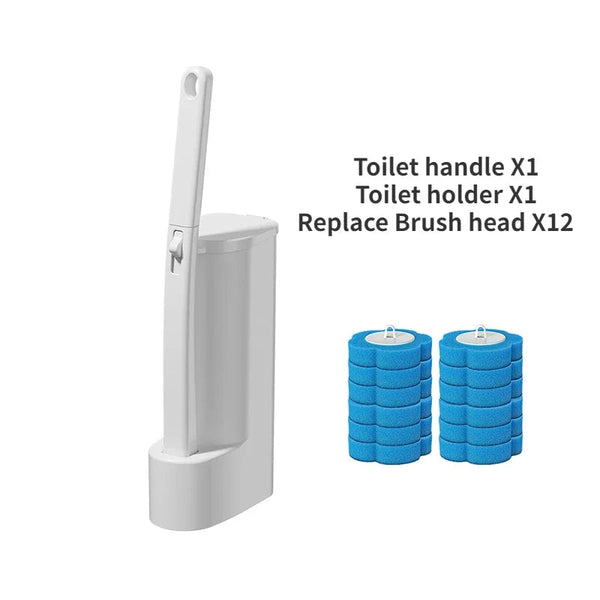 1SET White Disposable Toilet Brush Cleaner With Long Handle With Replaceable Brush Head Cleaning Brush Bathroom Accessories DealNede™