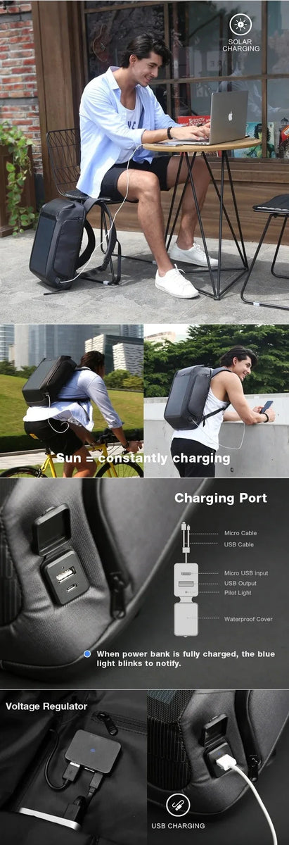 Solar Panel Backpack – Smart USB Anti-Theft Laptop Bag DealNede™