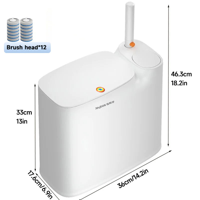 2-In-1 Trash Can with Toilet Brush And Brush Head | White Rectangular Modern Bathroom Narrow Seam Trash Can with Push-On Lid, Di