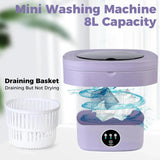 Mini Foldable Washer Portable Washing Machine Spin Dryer Washer For Camping Travel Home Underwear Sock 8L Laundry Cloth Tool DealNede™