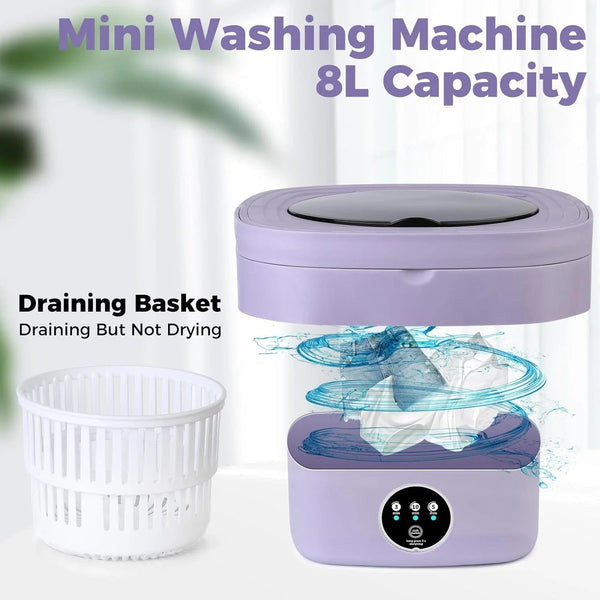 Mini Foldable Washer Portable Washing Machine Spin Dryer Washer For Camping Travel Home Underwear Sock 8L Laundry Cloth Tool DealNede™