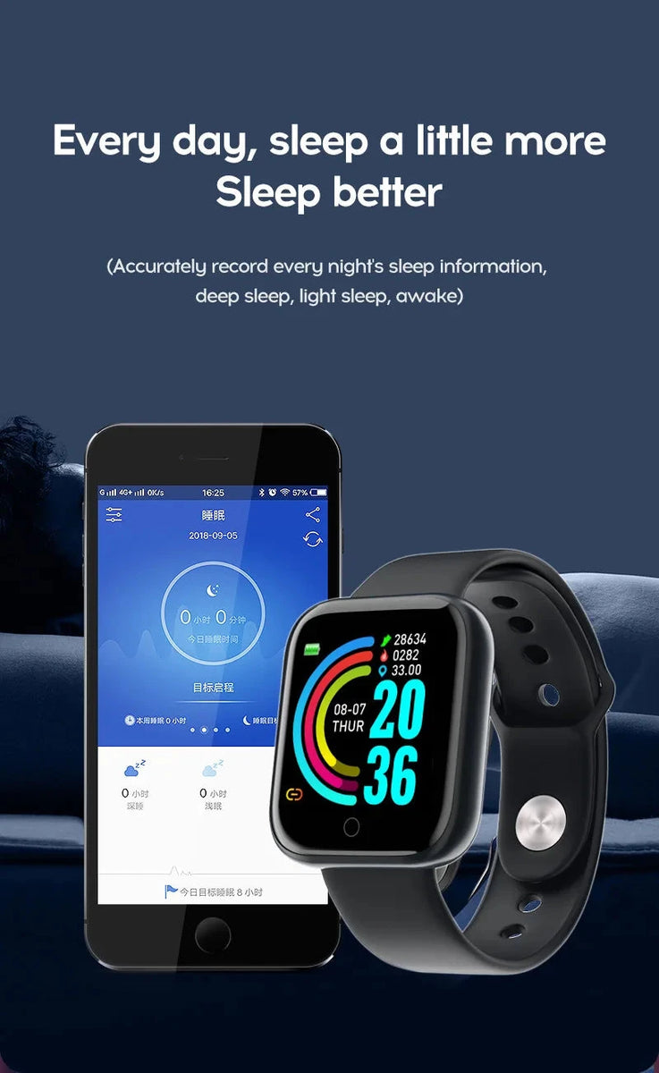 Y68 Smart Watch Heart Rate Oxygen Blood Pressure Monitor DealNede™