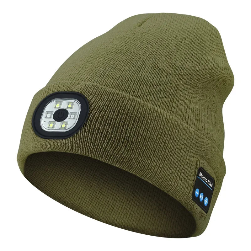 Night Run Marathon Night Fishing Bluetooth LED Light Warm Cap USB Rechargeable Music Knitted Cap 3 Gear Light Adjustment Cap DealNede™