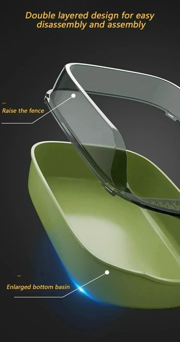 Easy Clean Cat Toilet Box with Scoop Semi Enclosed High Fence DealNede™