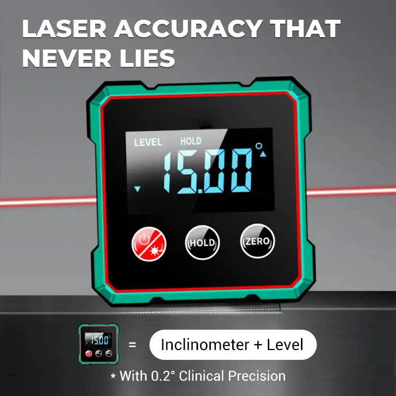 2-IN-1 Magnetic Digital Angle Finder Electronic Laser Gauge Protractor Inclinometer Level Magnets Level Ruler Angle Slope 0-90° DealNede™