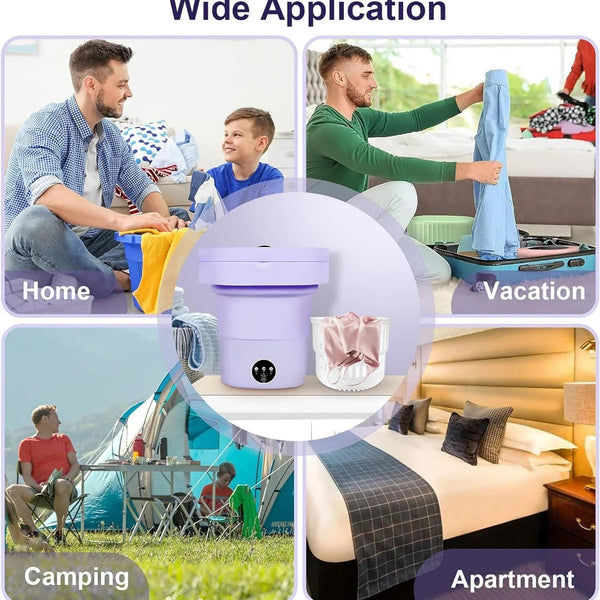 Mini Foldable Washer Portable Washing Machine Spin Dryer Washer For Camping Travel Home Underwear Sock 8L Laundry Cloth Tool DealNede™