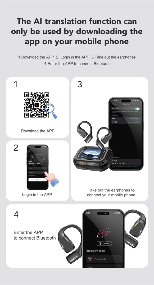 MINISO M98 Translator Earphone AI Wireless Headphones DealNede™