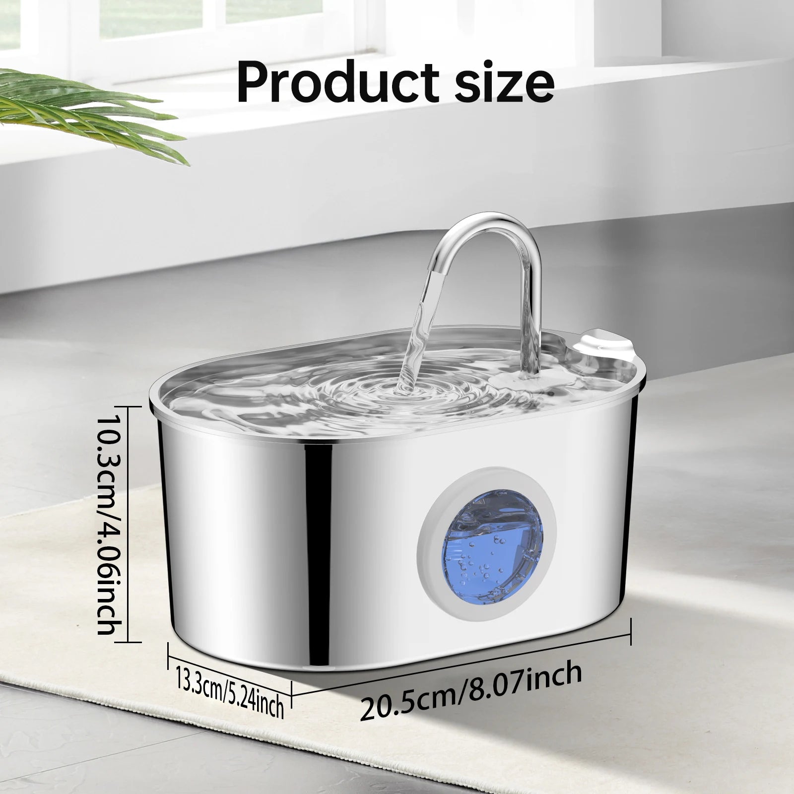 2.2L Stainless Steel Cat & Dog Water Fountain – Automatic Ultra-Quiet Pet Water Dispenser with Transparent Window & Filter System DealNede
