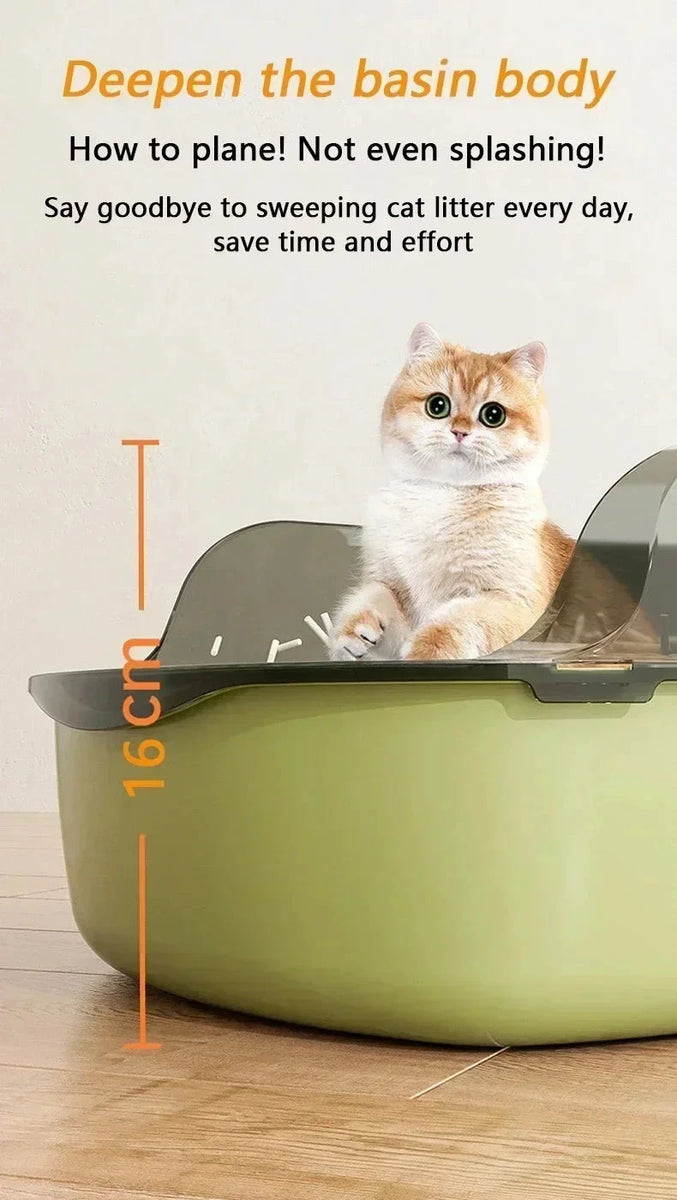 Easy Clean Cat Toilet Box Semi Enclosed High Fence Litter Tray DealNede™