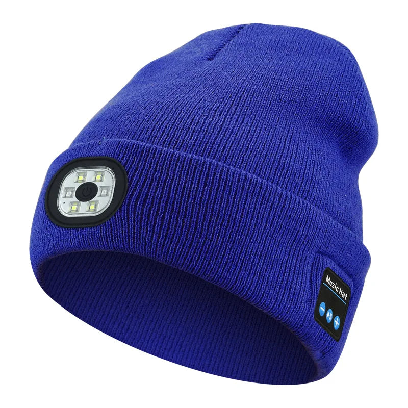 Night Run Marathon Night Fishing Bluetooth LED Light Warm Cap USB Rechargeable Music Knitted Cap 3 Gear Light Adjustment Cap DealNede™