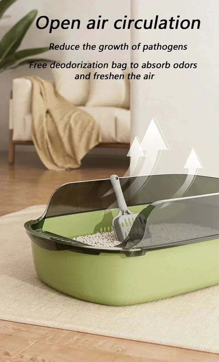 Easy Clean Cat Toilet Box with Scoop Semi Enclosed High Fence DealNede™
