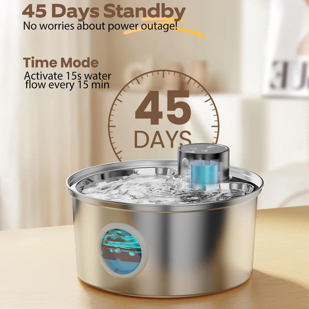 3.2L Stainless Steel Cat Water Fountain – Automatic Pet Drinking Bowl with USB Rechargeable Pump & Smart Sensor DealNede