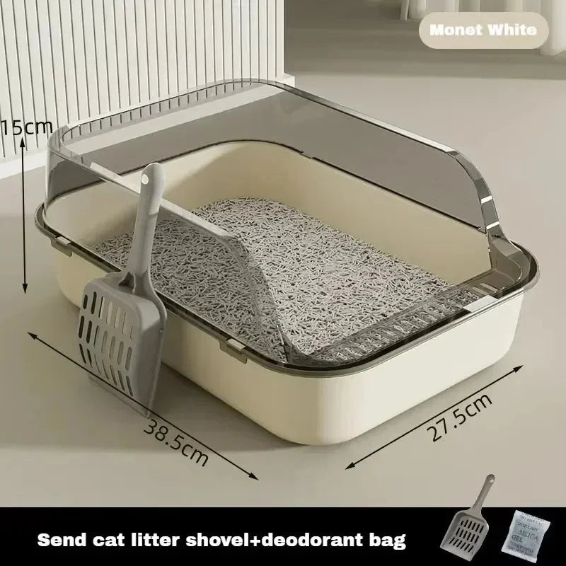 Easy Clean Cat Toilet Box with Scoop Semi Enclosed High Fence DealNede™