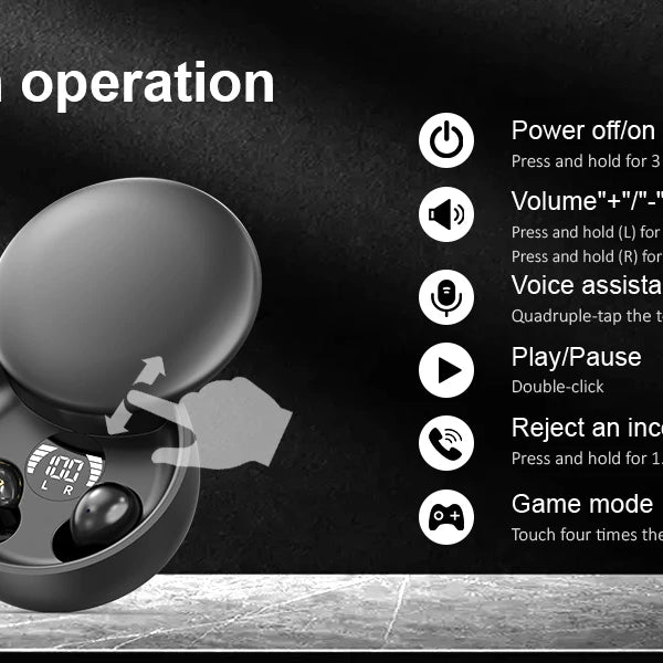 SK26 Bluetooth 5.4 Wireless Earphones Small Earbuds Sleeping Sport Invisible Headphones Bass Sound Quality Headset Sliding Cover