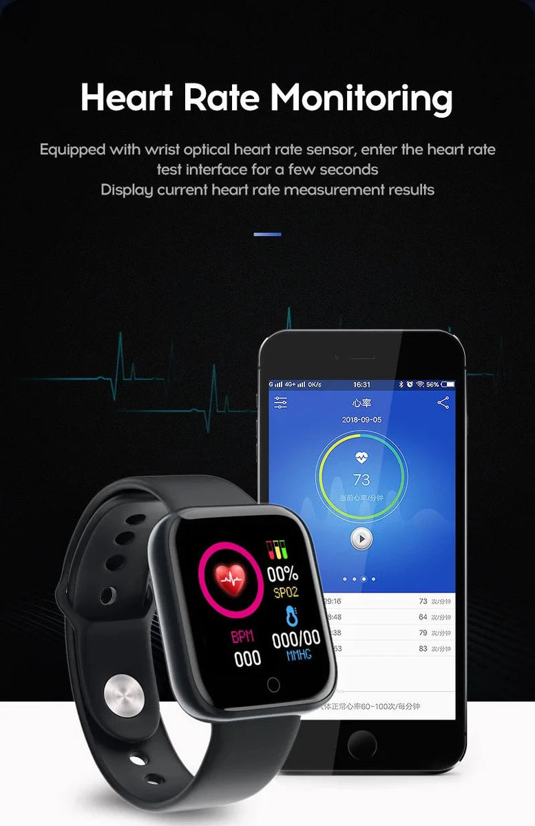 Y68 Smart Watch Heart Rate Oxygen Blood Pressure Monitor DealNede™