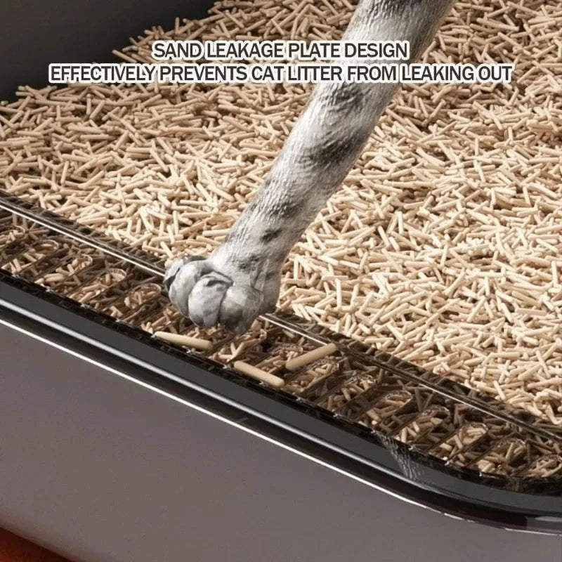 Easy Clean Cat Toilet Box Semi Enclosed High Fence Litter Tray DealNede™