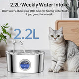 Stainless Steel Cat & Dog Water Fountain 2.2L Automatic Dispenser DealNede