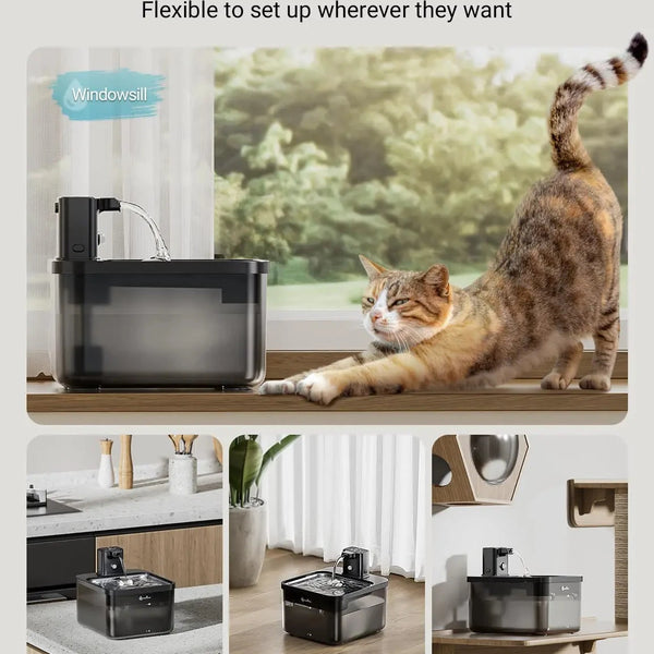 Stainless Steel Cat Water Fountain DownyPaws 2.5L Smart Pet Dispenser DealNede