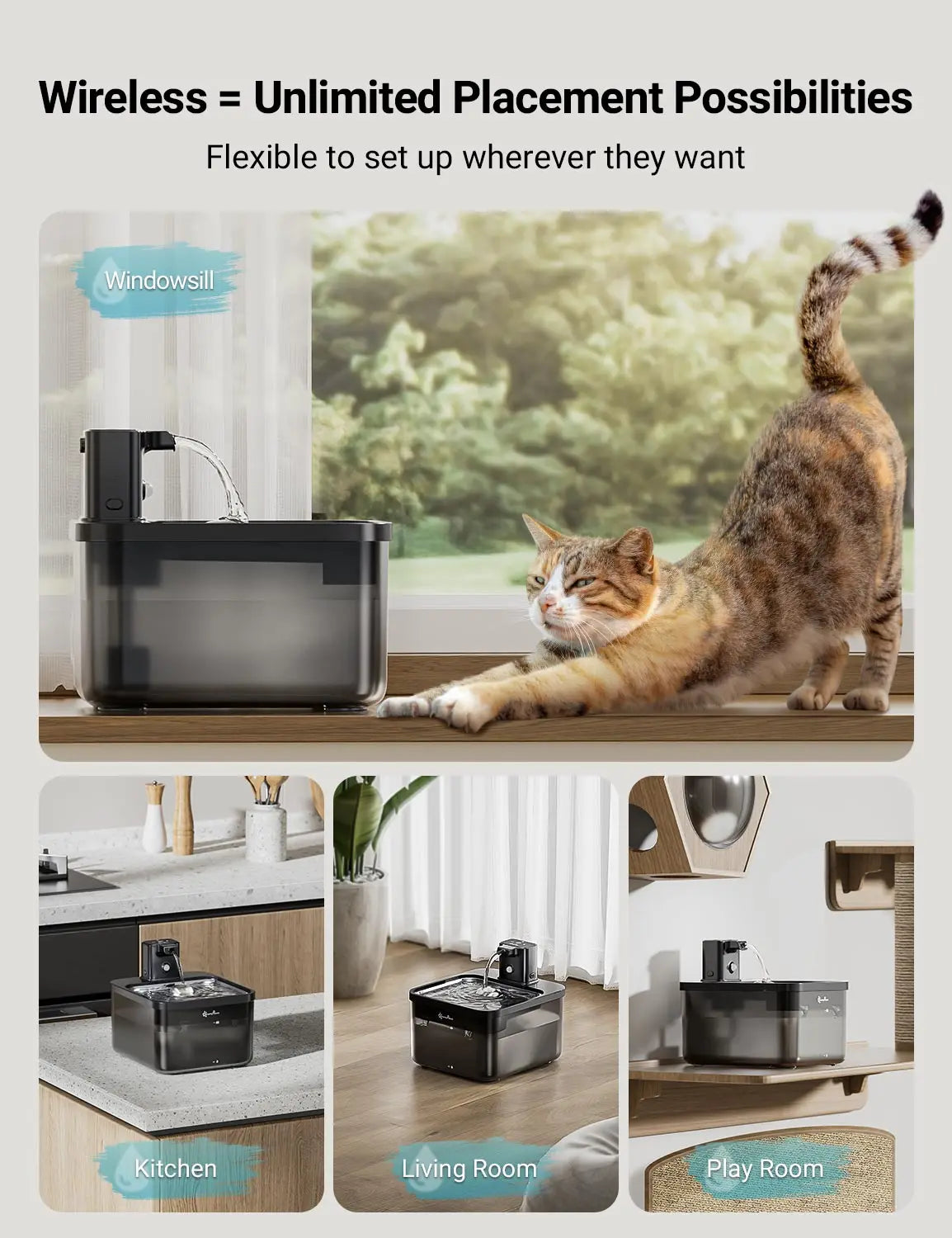 DownyPaws 2.5L Stainless Steel Cat Water Fountain – Wireless Automatic Pet Drinking Dispenser with 4000mAh Battery & Motion Sensor DealNede