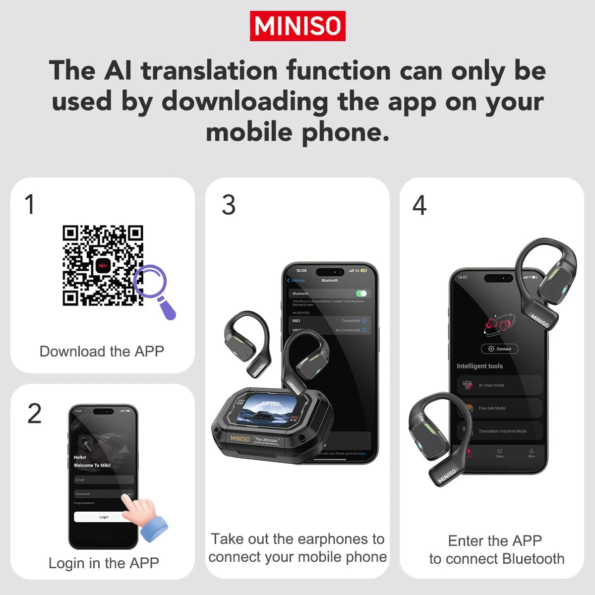MINISO M98 Translator Earphone AI Wireless Headphones DealNede™