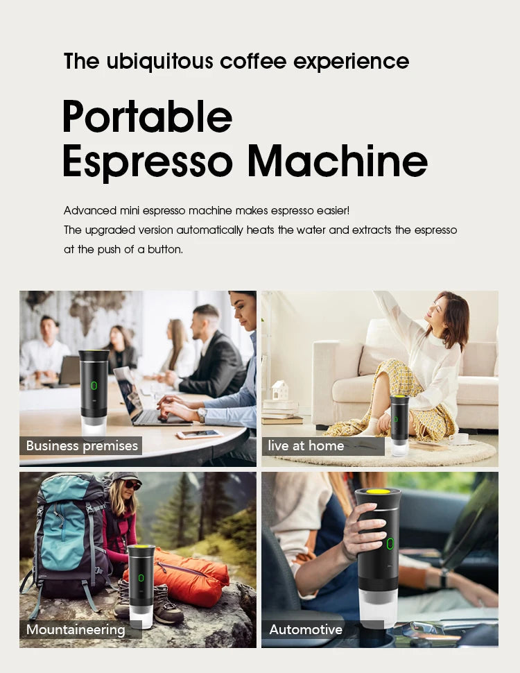 Portable Wireless 20‑Bar Espresso Maker – 3‑in‑1 Capsule & Ground Coffee Machine for Car, Home, Camping & Travel DealNede