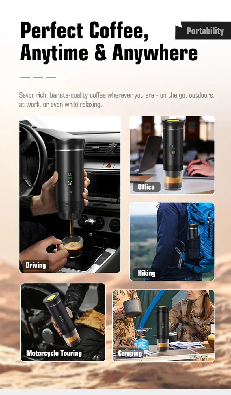 Portable 3-in-1 Espresso Machine – 20-Bar Wireless Coffee Maker for Hot & Cold Brew, Capsules & Ground Coffee, Travel & Car Use DealNede