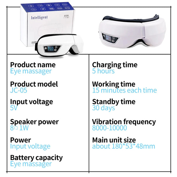 Smart Portable Vibration Eye Massager Airbag Compress Eye Care Tool Bluetooth Music Eye Massage Eye Relax Fatigue Sleepping Mask DealNede™