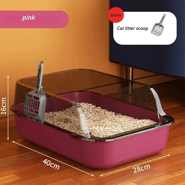 Easy Clean Cat Toilet Box Semi Enclosed High Fence Litter Tray DealNede™