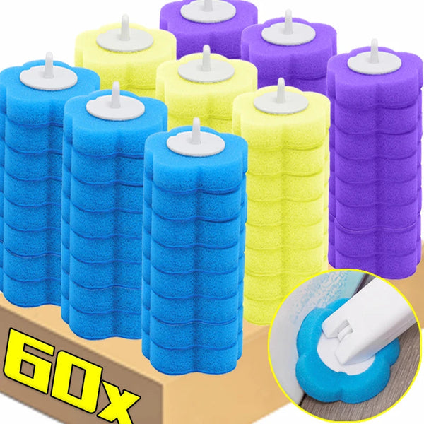 6-60PCS Disposable Toilet Brush Heads Bathroom Replacement Sponges Head Toilet Cleaning Brush Refills No Dead Angle Brush Heads DealNede™