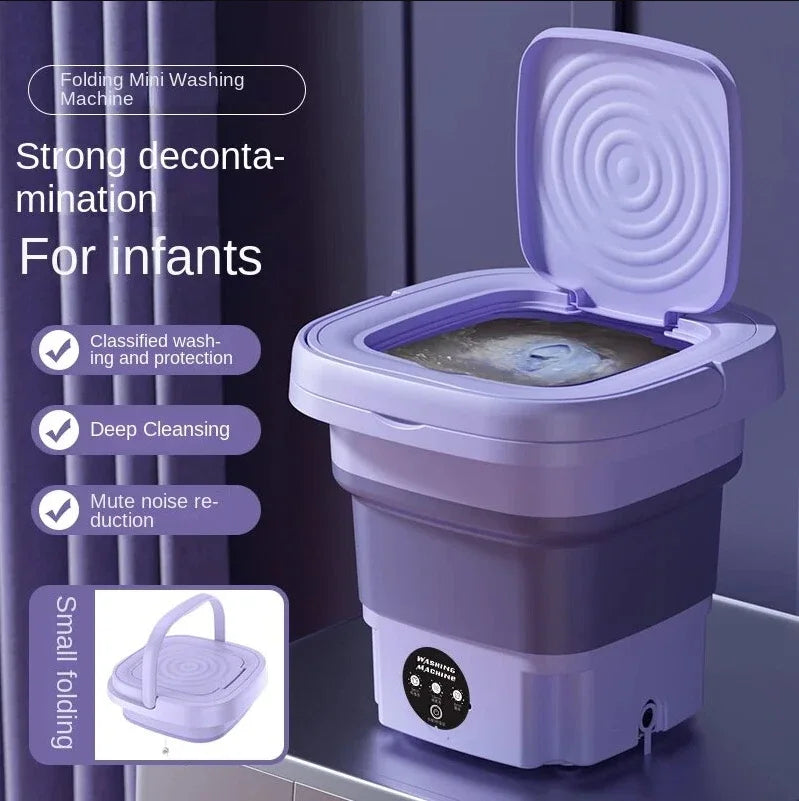 Mini Foldable Washer Portable Washing Machine Spin Dryer Washer For Camping Travel Home Underwear Sock 8L Laundry Cloth Tool DealNede™