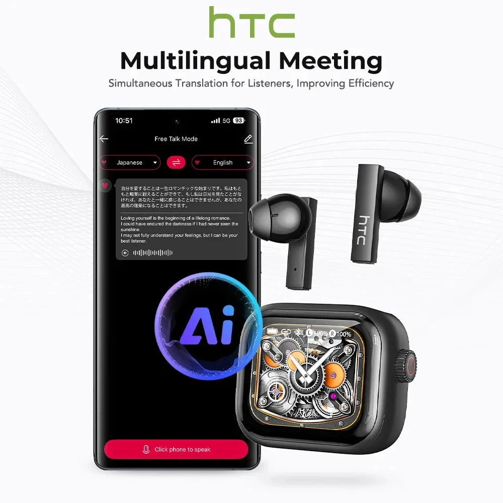 HTC NE40 Earphones – Bluetooth V6 TWS AI Translator Headphones DealNede™