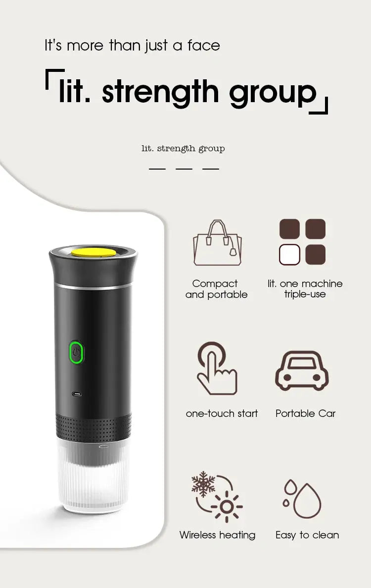 Portable Wireless 20‑Bar Espresso Maker – 3‑in‑1 Capsule & Ground Coffee Machine for Car, Home, Camping & Travel DealNede